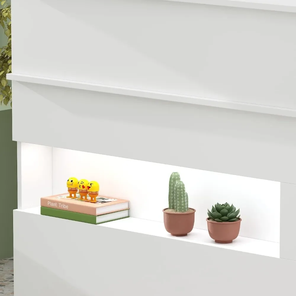 Reception Desk with Light Display Shelf & Lockable Drawers Office Desk Reception Counter Table with Keyboard Tray and Door