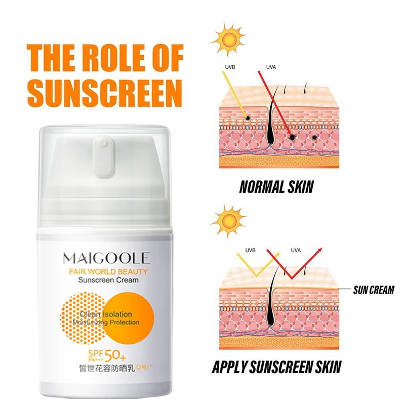 Facial Body Sunscreen Moisturizing Isolating Cream SPF50+ Sun Cream Isolating Ultraviolet Long Last Protection Skin Care 50ml
