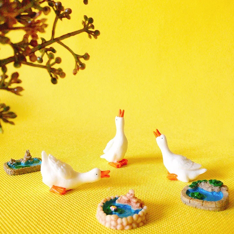 12 Figurines Miniatures D'Oies Et Canards En Résine - Décoration Jardin, Terrarium, Bureau - Idée Cadeau Mignonne