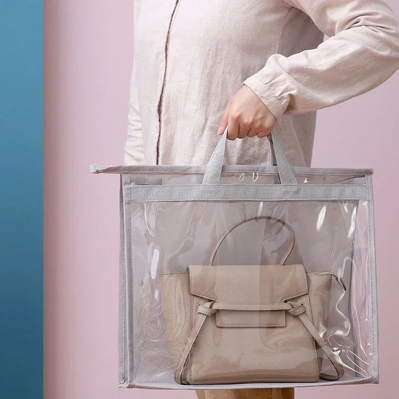 Moistureproof Dust-proof Wardrobe Closet Hanging Storage Bag Transparent Sundry Shoe Purse Organizer Handbag