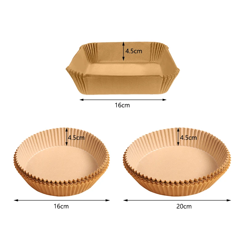 Airfryer Baking Paper Parchment Square Round Air Fryer Baking Disposable Paper Liner Non-Stick Food Grade Kitchen Accessories
