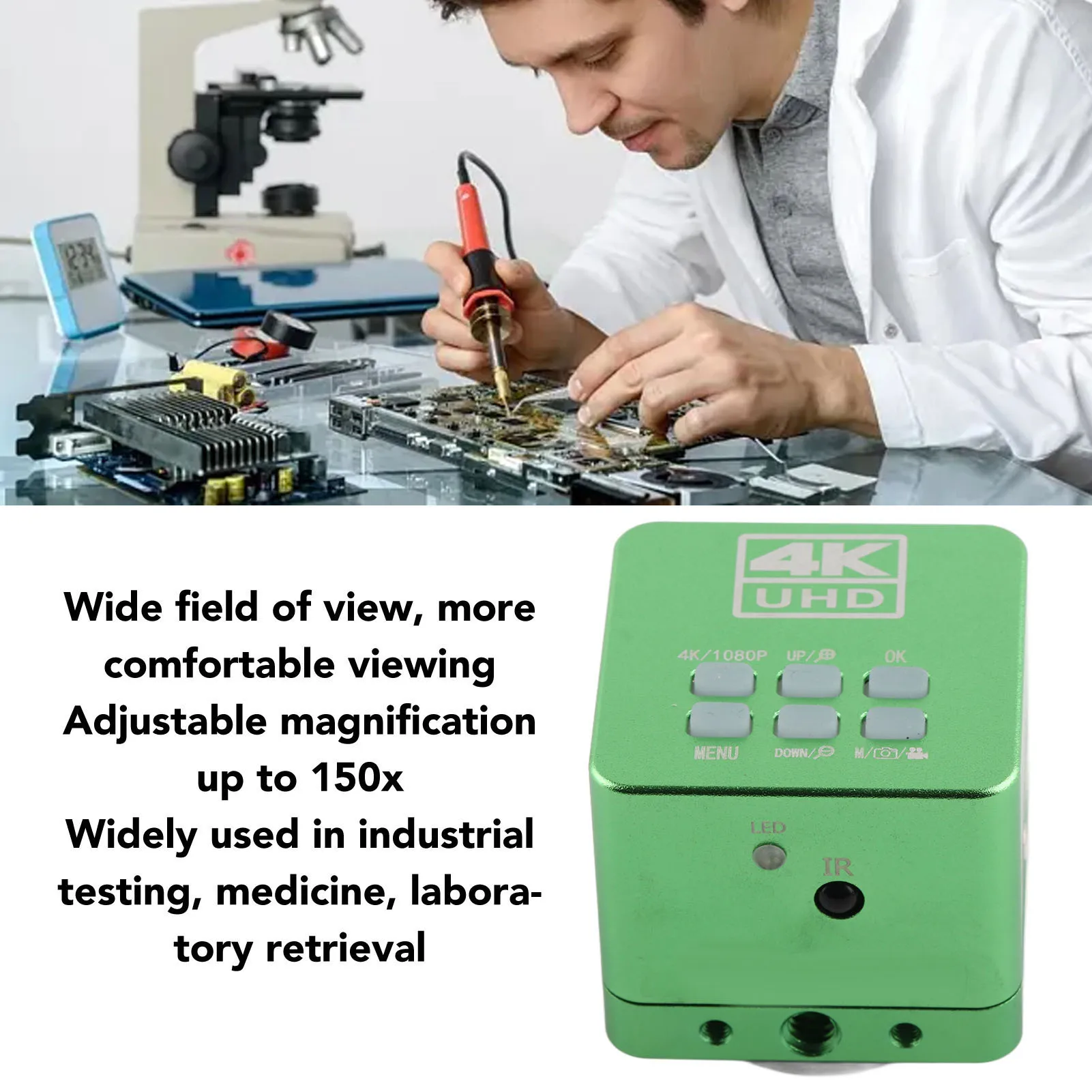 41MP Microscope Camera 4K HD Multimedia Interface USB 150X Digital Video Microscope Camera Kit Digital Video