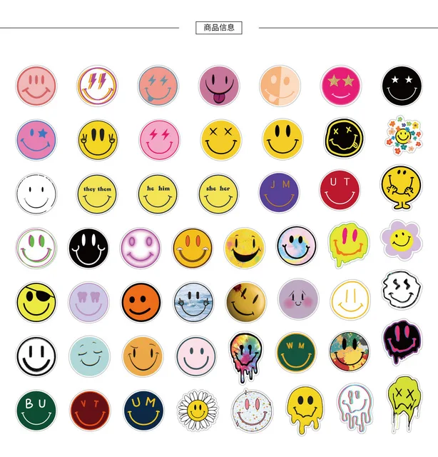 Smiley Face Stickers 50/100PCS of Colorful Fun New Design -Waterproof and  Durable - Great for Rewards, Gifts and Personalization - AliExpress