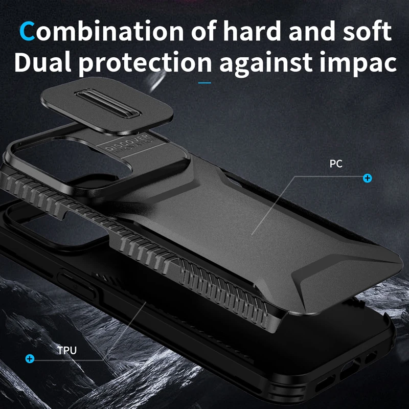Military Grade Shockproof Protective Slide Camera Armor Phone Case