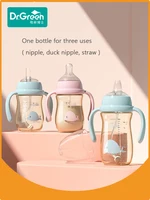 Dr.Green Newborn baby bottle PPSU 150ml/300ml/240ml Wide Mouth 360° rotating handle Ounce/ml double scale Full body washable 1