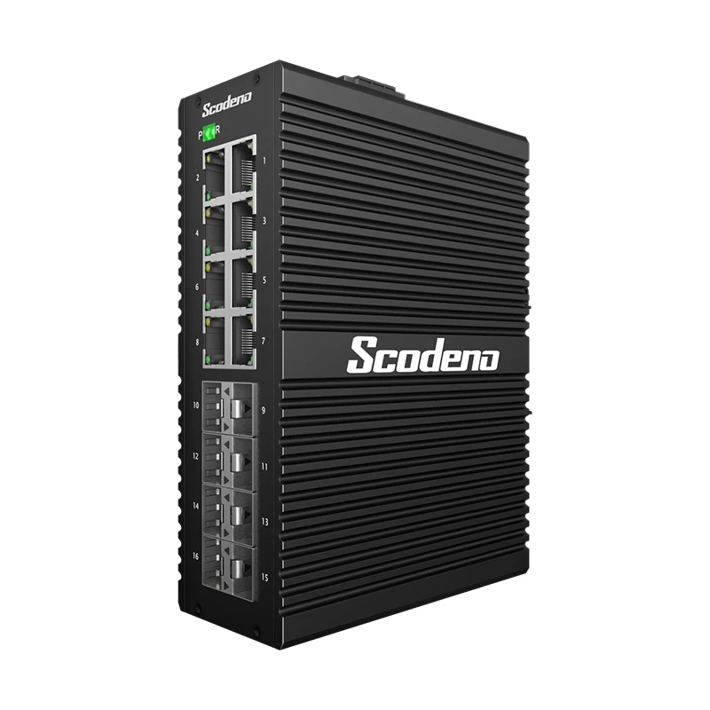 Switch Ethernet Gestito Industriale A 16 Porte Con 8 Porte Ethernert Gigabit Rj 45 E 8 Porte Gigabit Fiber Sfp