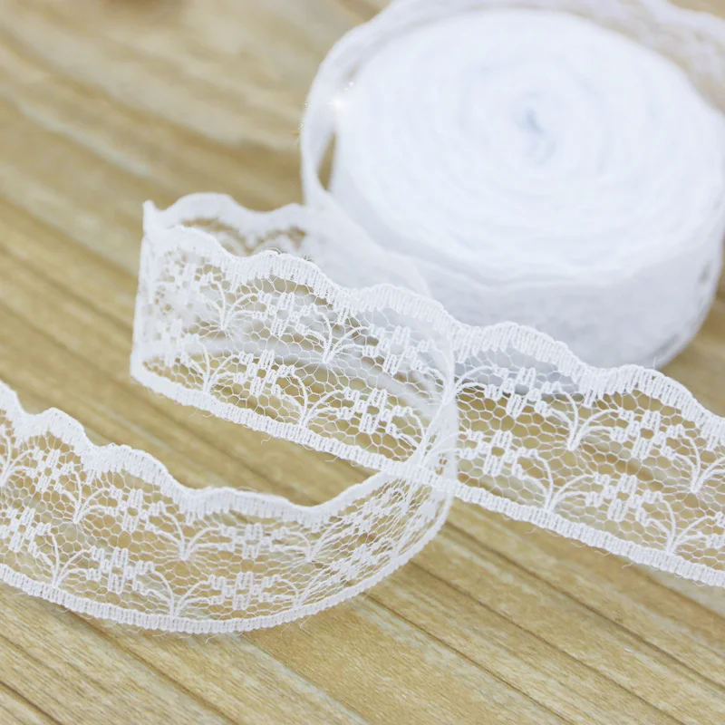 (10 Yards/roll) 22mm White Lace Fabric Webbing Decoration Lovely Gift Packing Cotton Material Handmade DIY Lace