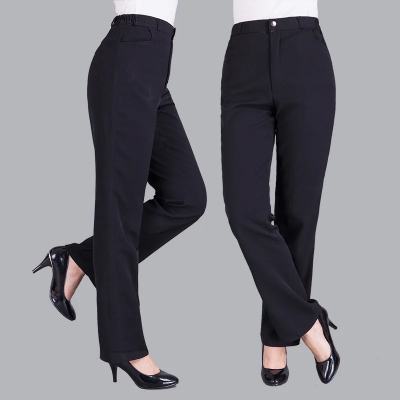 Thickened Women's Autumn And Winter Elastic Straight-Leg Pants Restaurant Catering Waiter Work