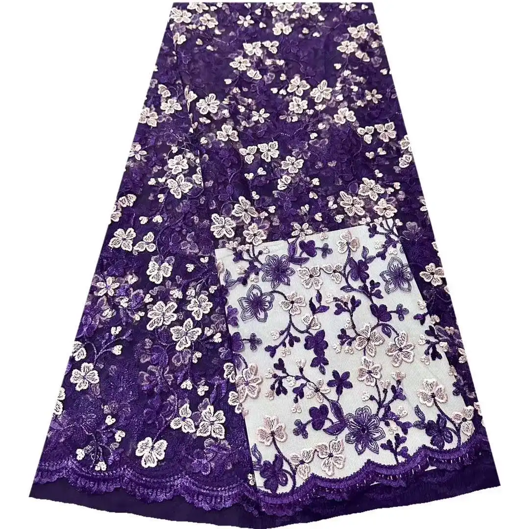 

African Mesh Lace Fabric Tulle Embroidery Craft Nigerian Free Shipping 5 Yards Trimming Wholesale Sewing DIY Party Wedding Dress