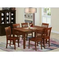 DUNO7-MAH-W Dudley 7 Piece Dining Set Consist of a Rectangle Solid Wood Table and 6 Kitchen Room Chairs, 36x60 Inch 2