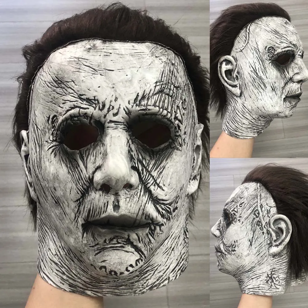 Halloween Horror Michael Myers Mask Cosplay Creepy Bloody Killer Demon Latex Helmet Carnival Dress Up Party Costume Puntelli