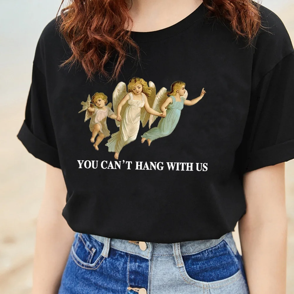 

1pcs Three Angel You Cant Hange with Us Summer Fashion Women Men Top Tee Unisex Funny Vegan T-Shirt Tumblr Cute White Top