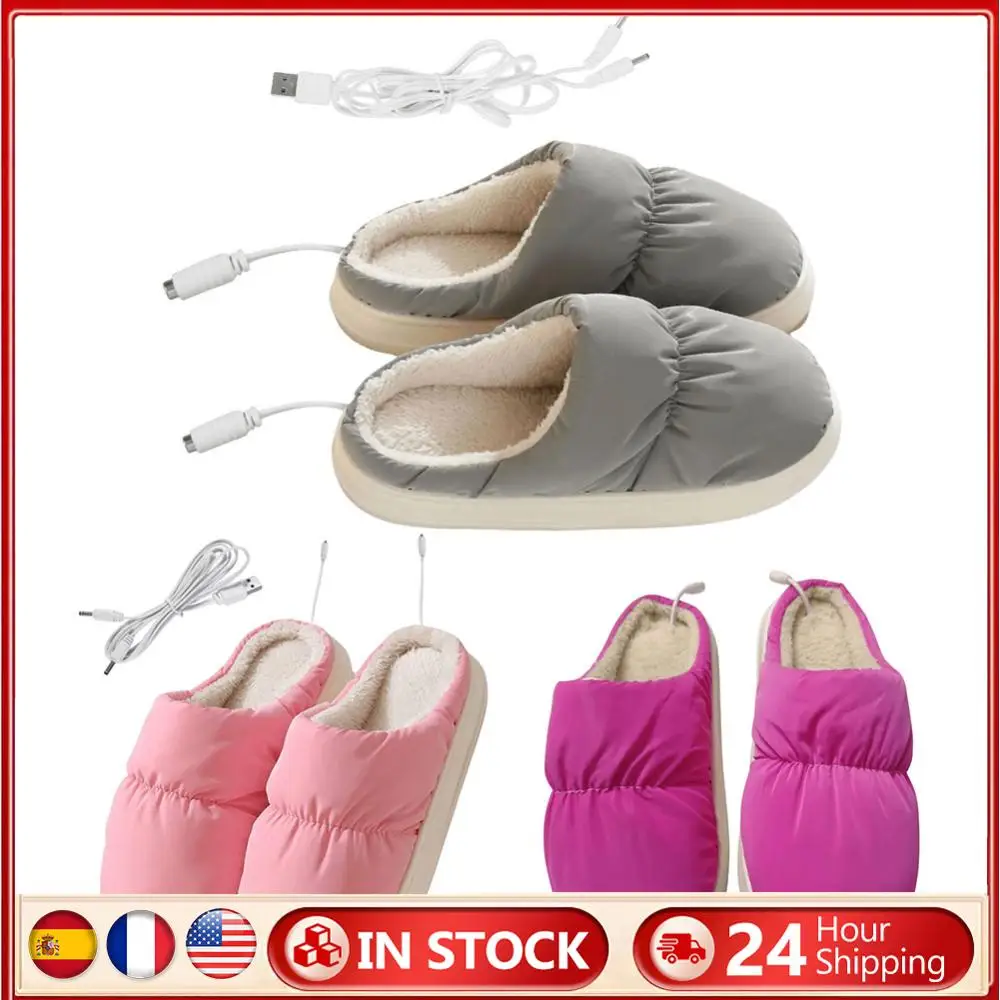 Plush Heated Slippers with USB Charging for Winter