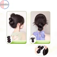 Sweet Bow Bun Head Synthetic Wig Elegant Natural Flower Bud Head Ladies Wig Fashionable Hair Accessories 3