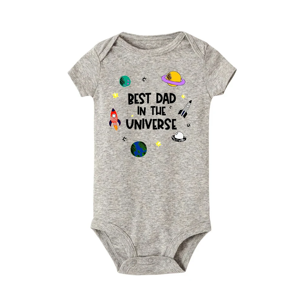 Best Dad In The Universe Toddler Baby Boys Girls Romper Summer Short Sleeve Bodysuit Heavenly Body Printed Fathers Day Present Baby Bodysuits for boy Baby Rompers