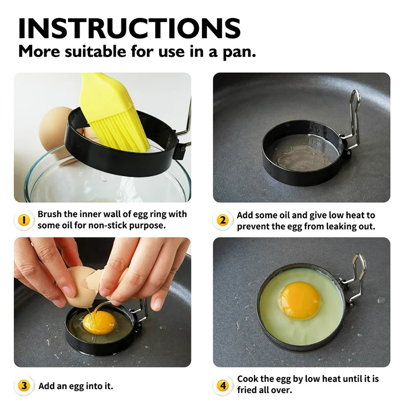 4Pcs Egg Rings Stainless Steel Nonstick Round Egg Cooker Ring for Frying Eggs and Mcmuffins stainless steel ring egg cooker egg mold egg ring