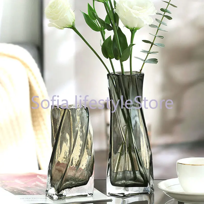 النمط الأوروبي الإبداعية هندسية الزجاج زهرية غرفة المعيشة زراعة المياه زهرة ترتيب ، زهرية الجدول الديكور الحلي