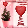 Red Mini Valentine Day Tree Topper Glitter Heart Shape Tree Hat Valentines Decorations Home Decoration Chic Hanging Decorations 3