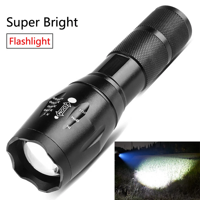 Camping Hiking LED Flashlight Home Outdoor Travel Wild Adventure 3 AAA Battery Zoom Mini Portable Practical Glare Flashlight