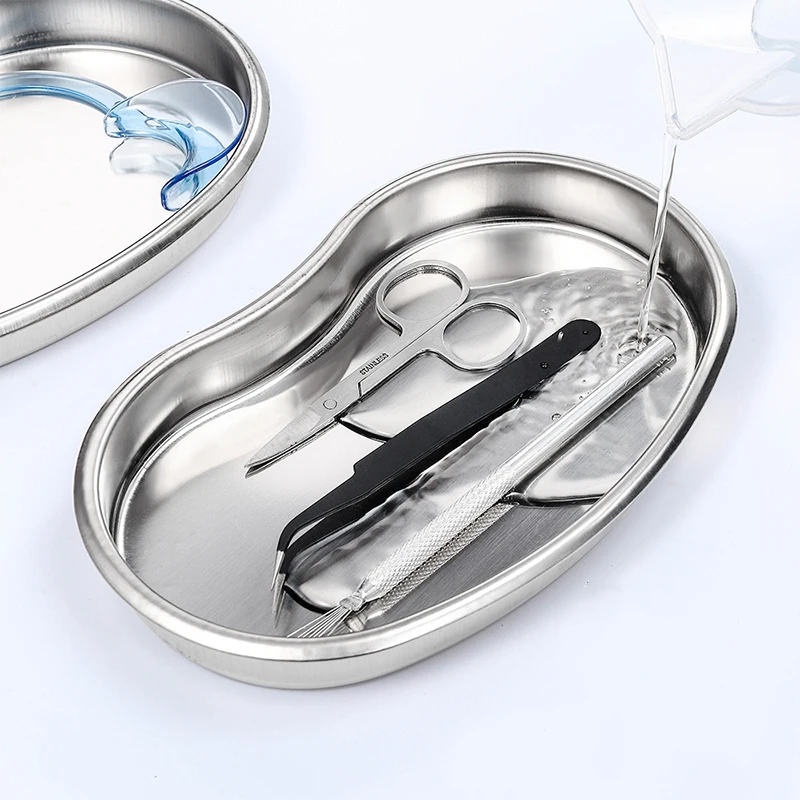 Stainless Steel Kidney Shaped Sterilized Tray Jar Container Bottle Dental Surgical Articles Cosmetic Container Tray 3