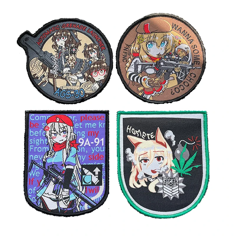 

Anime Patches for Clothing Embroidery Patch Tactical Badge on Backpack Girls Frontline Patch Military Applique Hook Loop Armband