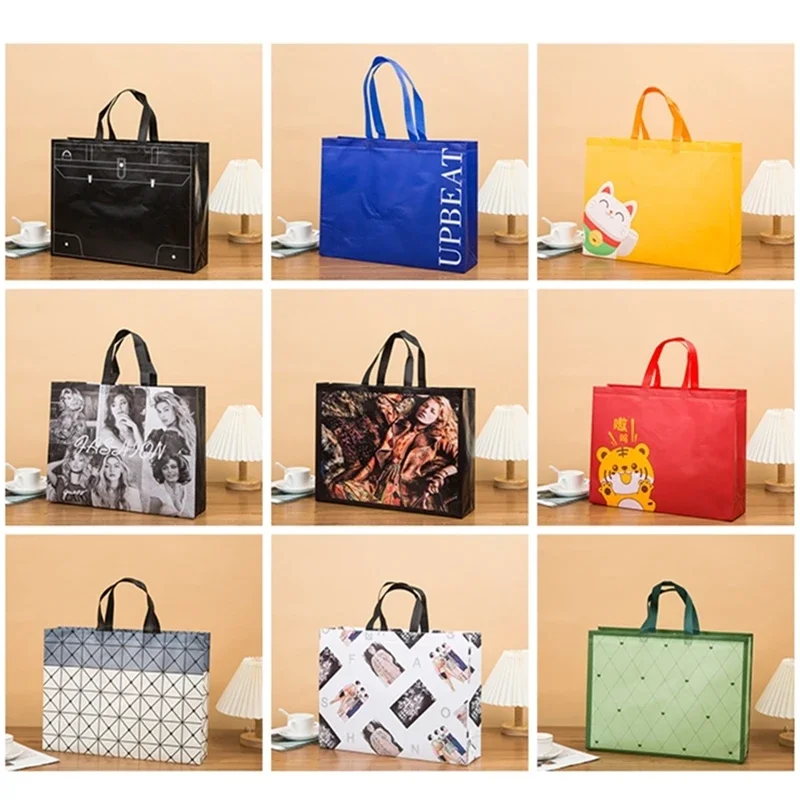 10pcs Non-woven Fabric Portable Bags Clothing Store Shop Color High Grade Packing Bag Women's Wear Gift Fashion Handle Storage 6