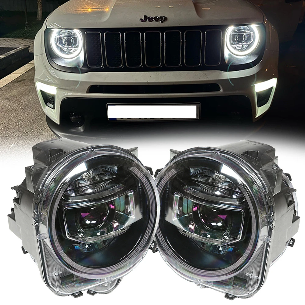 2Pcs Led Headlight with DRL for Jeep Renegade 2015 2016 2017 2018 2019 2020 2021 Car Accessories
