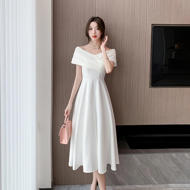 

White Midi Dresses for Women Classy Summer Short Sleeve V-Neck Blackless Sexy Long Dress Red Bodycon Luxury Party Evening Dress