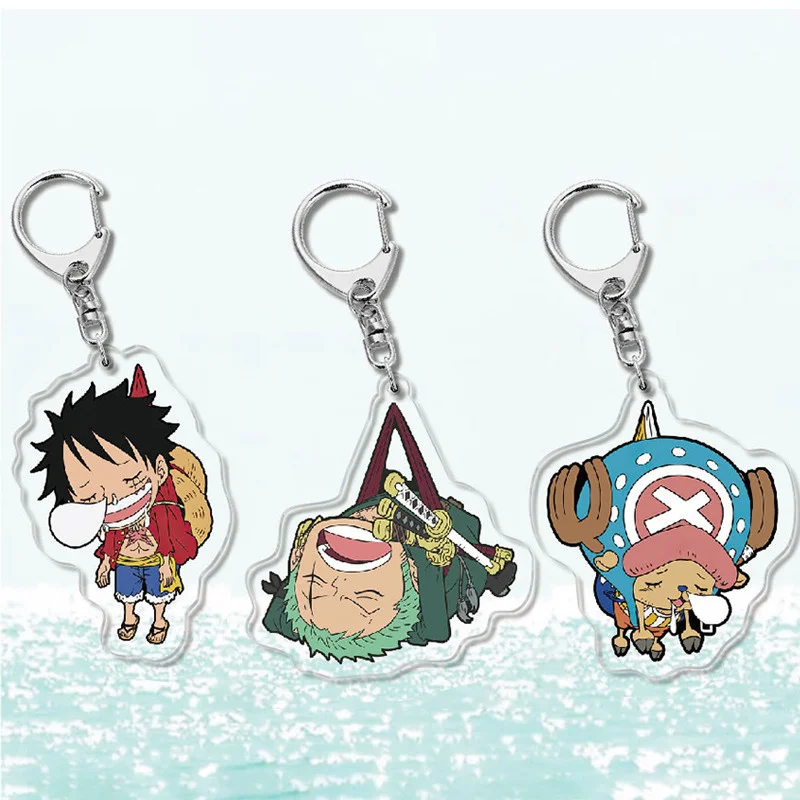 Anime One Piece Acrylic Keychain Accessories Charms Cute Cartoon Luffy Zoro Figures Keychain Holder Ring Toys for Children Gift