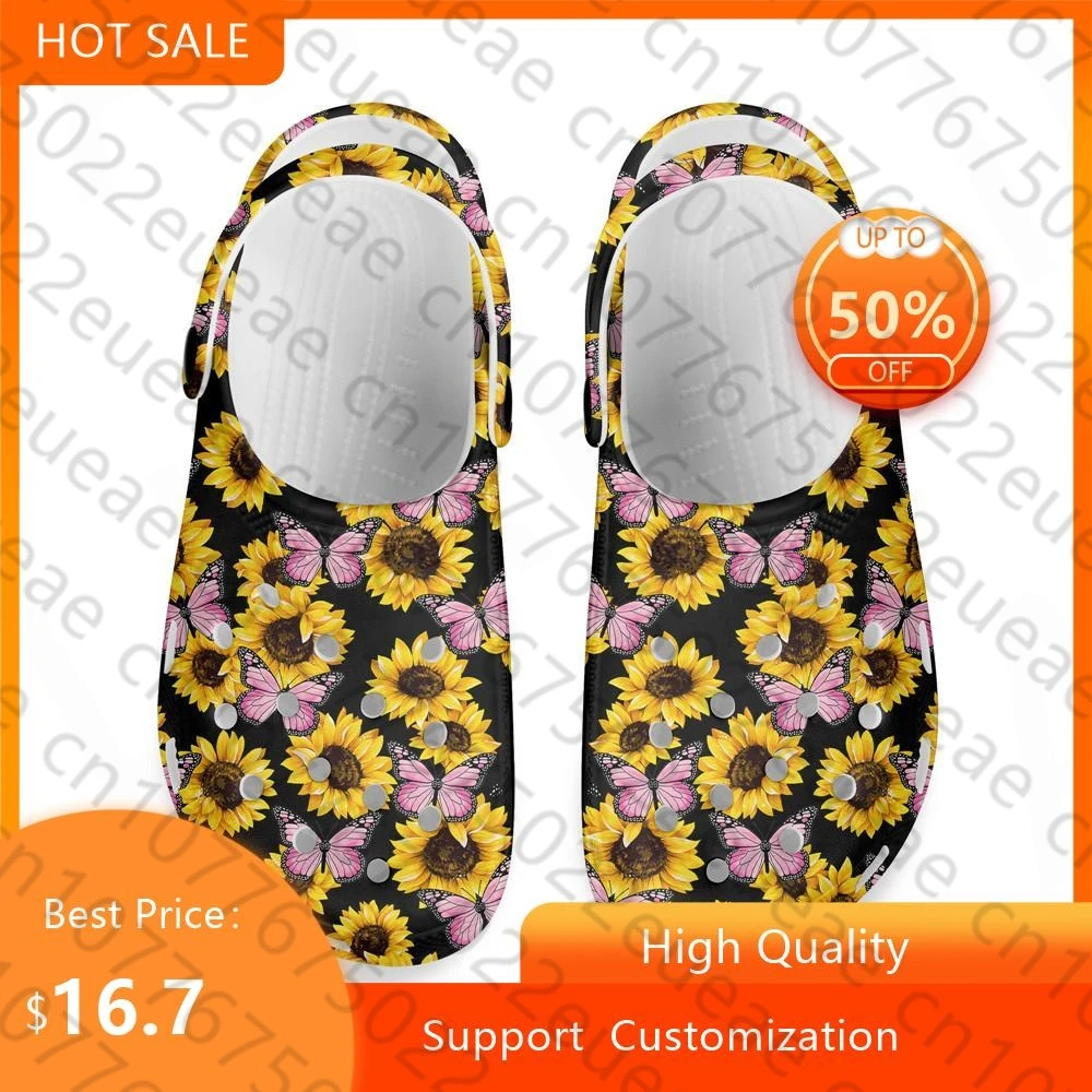 

Мужские сандалии с принтом подсолнухов и бабочек, Нескользящие
