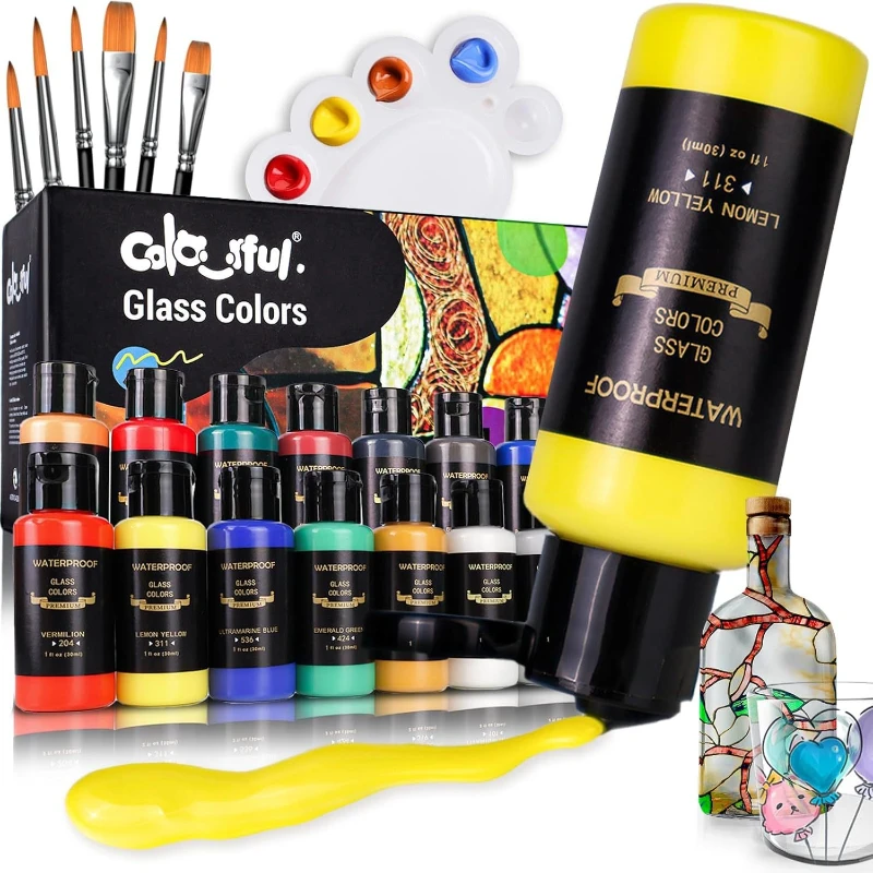 Waterproof Glass Textile Pigments Set for Hand Painting