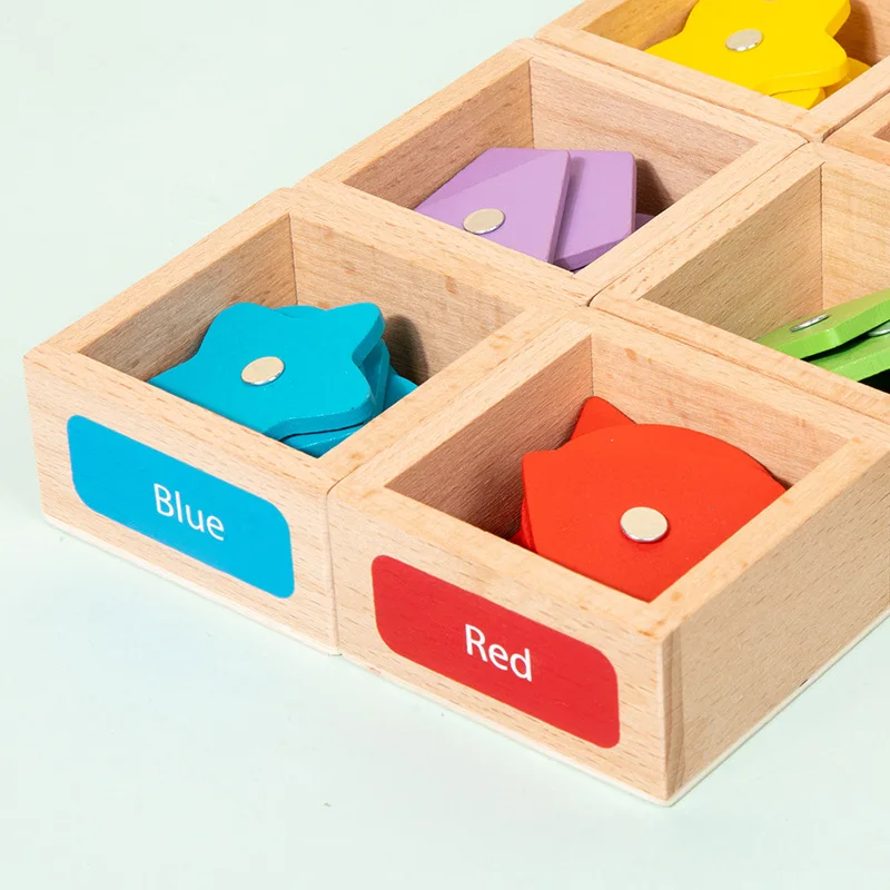 Children's Wooden Magnetic Color Shape Teaching Aid Classification Box Geometric Cognition Fishing Game Educational Toys For Kid 6