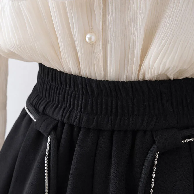 Fashion Korean Elastic High Waist Shorts For Female Summer Women's Clothing Loose Spliced Casual Solid Color Wide Leg Shorts