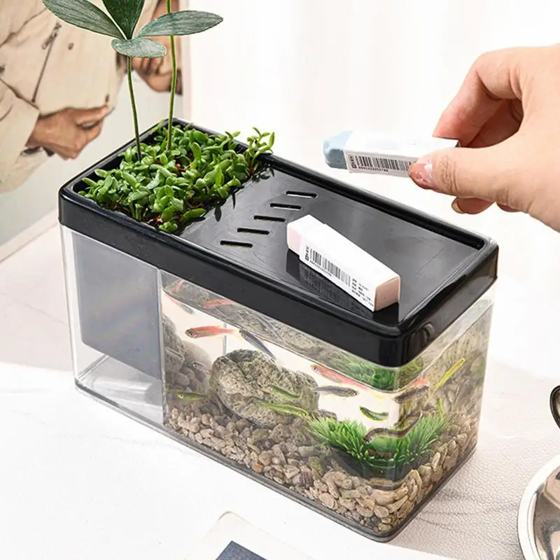 Aquarium Mini Fish Tank Aquarium Fish Desktop Box landscape creative small tropical fish tank Desktop Bowl Organizer