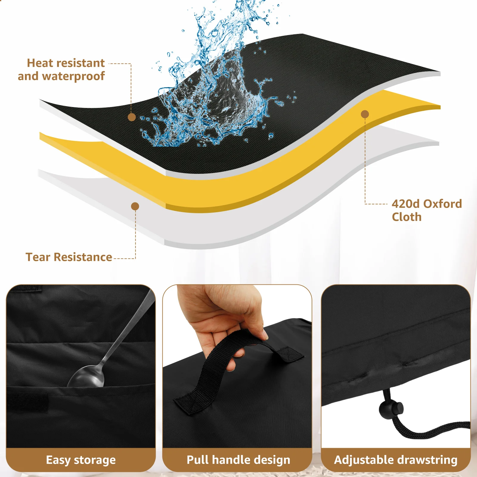 Kitchen Dust Cover Meat Slicer Cover 420D Oxford Cloth Pocket Waterproof Resistant Protective Cookware