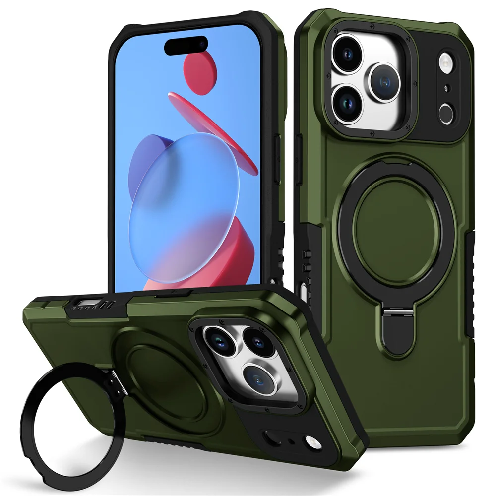 Luxury Anti-Slip Magnetic Stand Phone Case with Double Layer Shockproof Protection