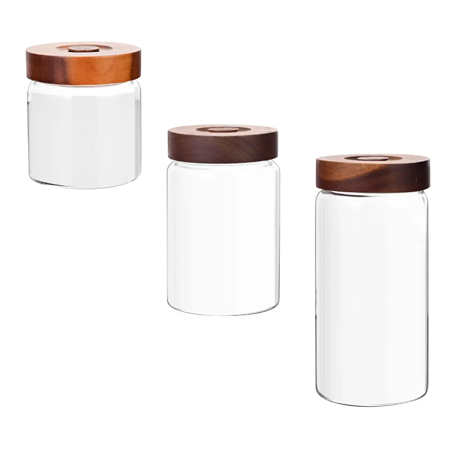 Coffee Bean Box Tank Glass Vial Tea Nuts Canister Wooden Lid Food Organizer for Cafe Shop Snacks Countertop Grains Flour