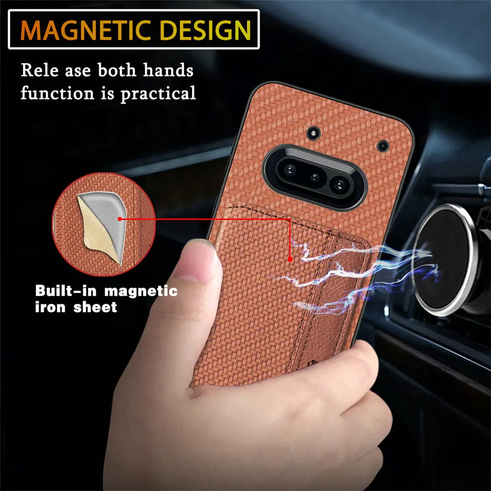 Leather Card Case Wallet with RFID Protection and 360° Protective Magnetic Back Cover