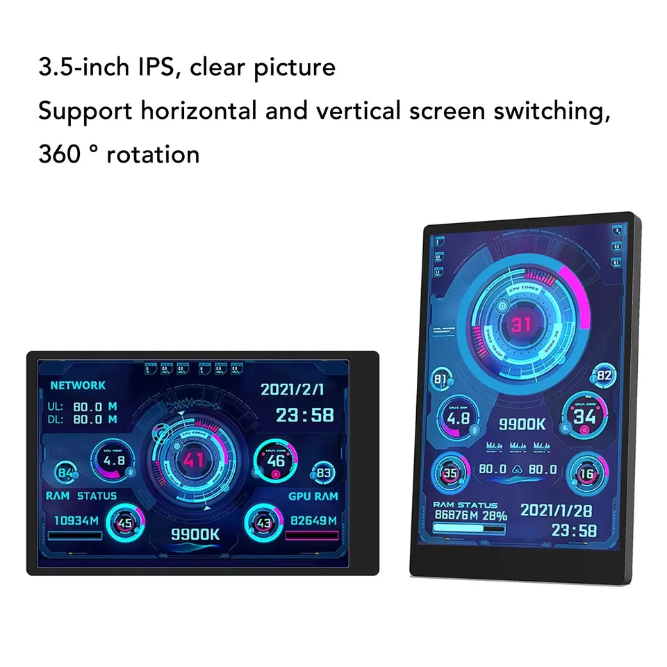 3.5 Inch IPS USB Mini Scherm - Voor AIDA64, PC Temperatuur Monitor, Ondersteunt Windows En Linux