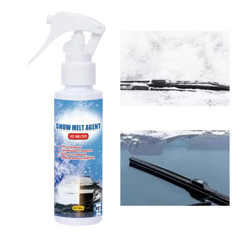 Defrost Spray Windshield Ice Frost & Snow Melting Spray 100ml Melts Ice Frost & Snow for Car Windscreens Door Handle