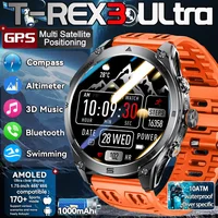 2025 New Military GPS Tactics Sport Smart Watches 1000Mah Battery Compass 10ATM Waterproof tracker LED BT call Smart Watches men