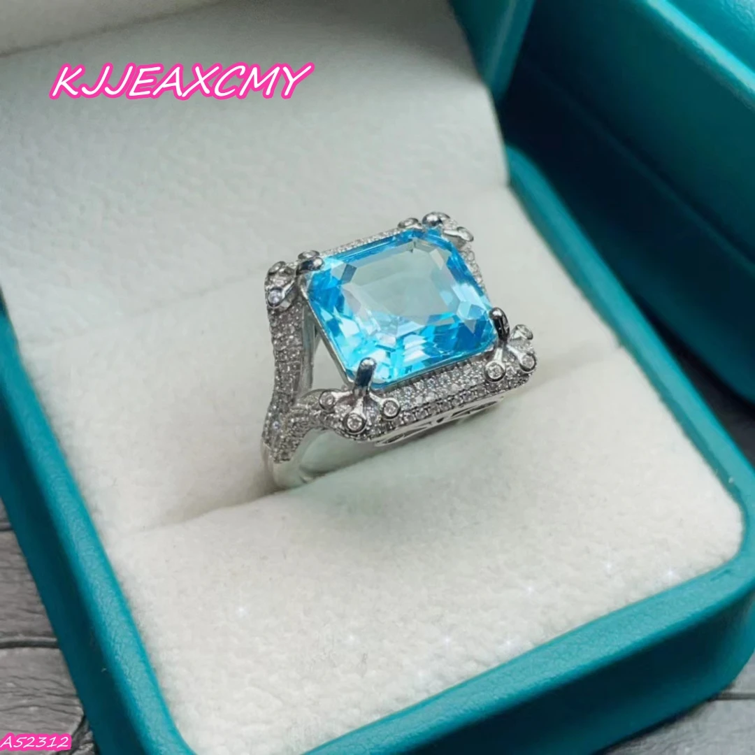 

KJJEAXCMY Boutique Jewelry 925 Sterling Silver Natural Gem Swiss Blue Topaz Men's and Women's Rings Party Birthday Christmas