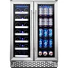 Phiestina Wine Beverage Refrigerator,24’’ Wine Cooler- 20 Bottles&78 Cans,Built-in/Freestanding Dual Zone Wine Fridge Glass Door 1