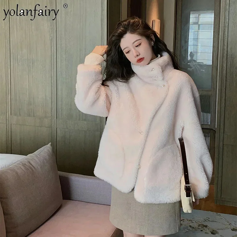 

2023 New Winter Jacket Women Wool Fur Coat Granular Pure Sheep Sheared Composite Integrated Loose Coats Female FCY5032