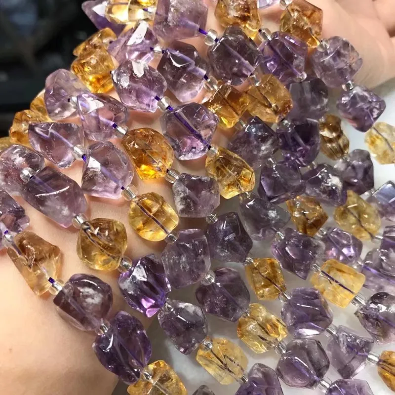 

Ametrine Nuggets Faceted 13-14mm nature for DIY making jewelry necklace 38cm FPPJ wholesale 1string loose beads