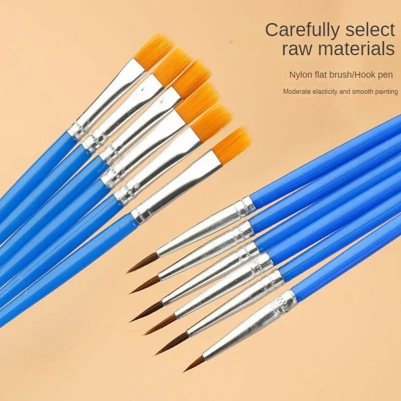 10/20/50Pcs Painting Brushes Set Art Round / Flat Brushs Nylon Hair Paint Brushes Pen for Oil Acrylic Watercolor Art Supplies 4