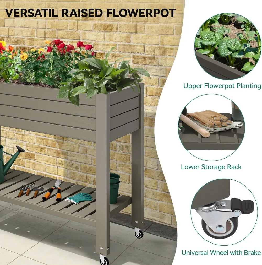 Elevated Raised Garden Bed with Legs & Wheels 4