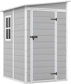 5x4 FT Resin Outdoor Storage Shed with Floor & Lockable Window Door 1