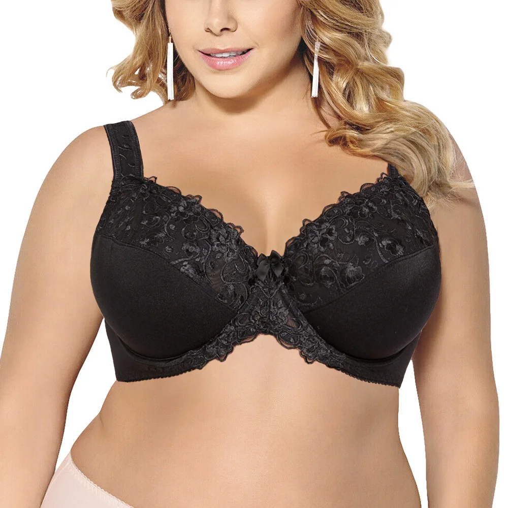 Plus Size Lace Bras For Women's Underwear Thin Underwired Soft Bra