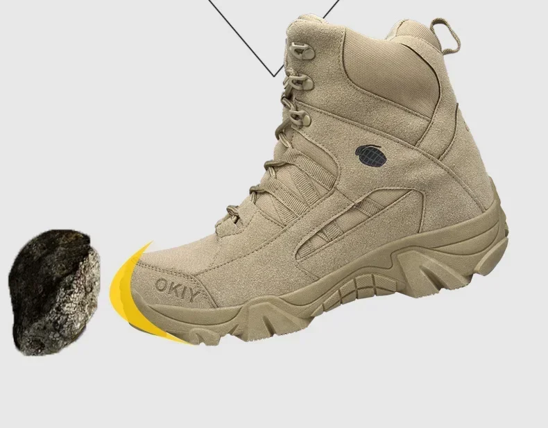 2025 mode männer Wüste Kampf Stiefel Outdoor Leder Wanderschuhe Männer Jagd Arbeit Sicherheit Stiefel männer Kurze Stiefel stiefeletten – Detail 6